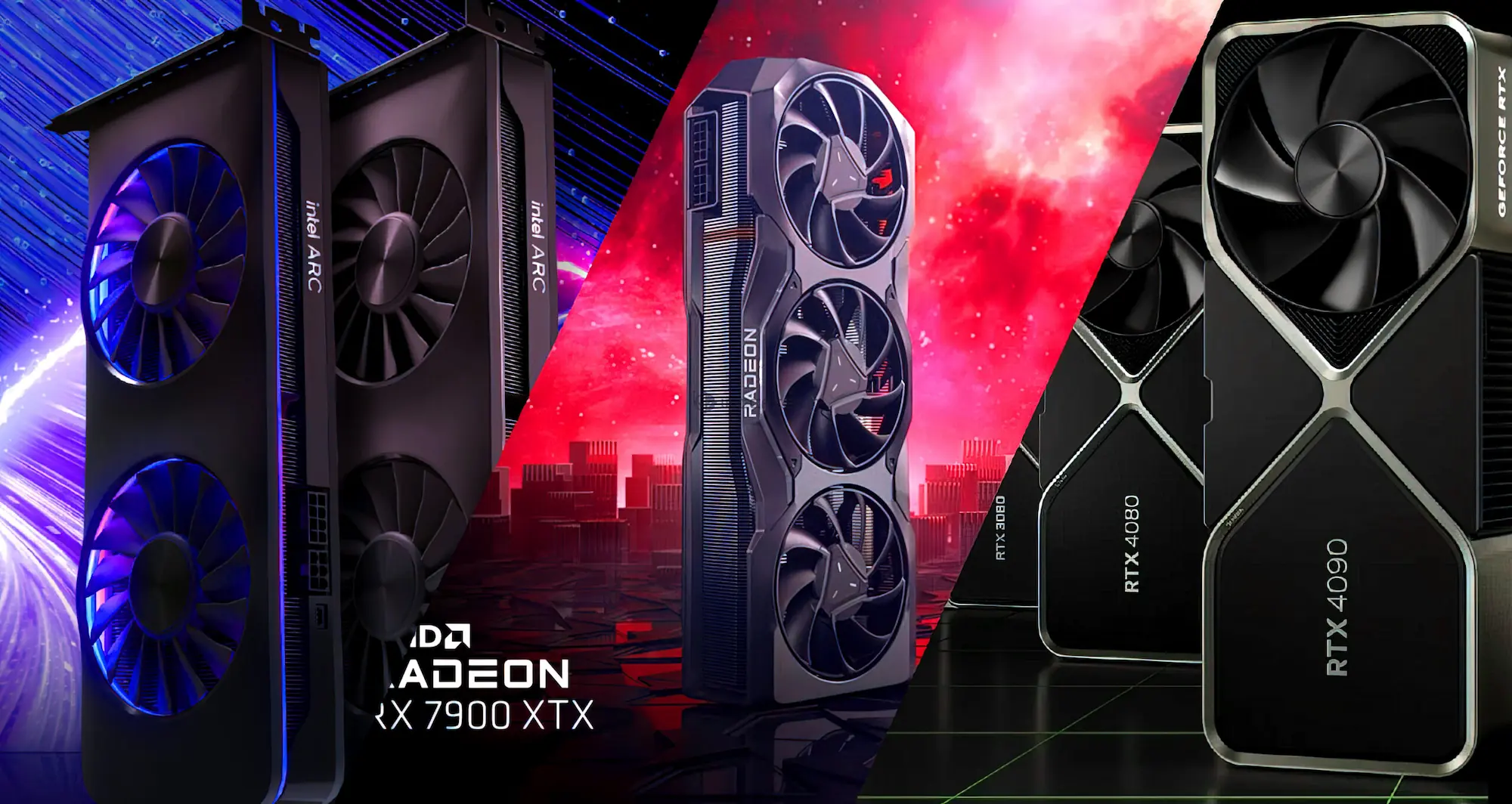 amd, nvidia and intel gpus side by side